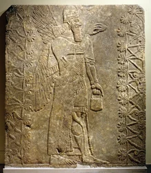 Genio alato, dal Palazzo Nord-Ovest (Stanza L), Nimrud, Assiria, c.883-859 a.C.